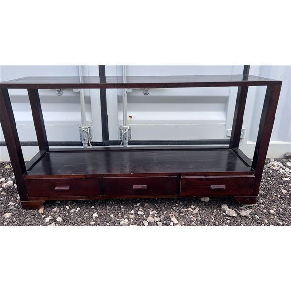 Dark Wood Three-Drawer Console Table