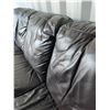Image 3 : Brown Leather Three-Seater Sofa With Rolled Arms