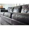 Image 5 : Brown Leather Three-Seater Sofa With Rolled Arms