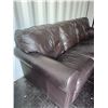 Image 6 : Brown Leather Three-Seater Sofa With Rolled Arms
