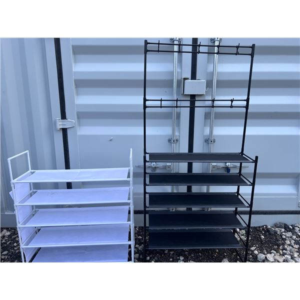 2 Fabric-Covered Storage Racks With Hooks