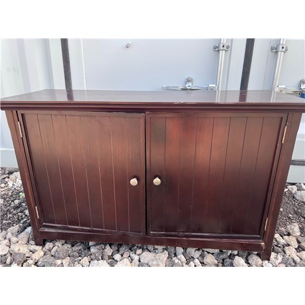 Dark Wood Double Door Storage Cabinet With Shelves