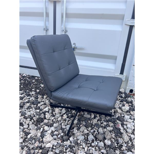 Modern Grey Faux Leather Swivel Lounge Chair