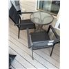 Image 1 : Outdoor Patio Set with Glass Table and Two Mesh Chairs