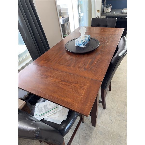 Wood Dining Table With Two Drawers and Four Padded Chairs
