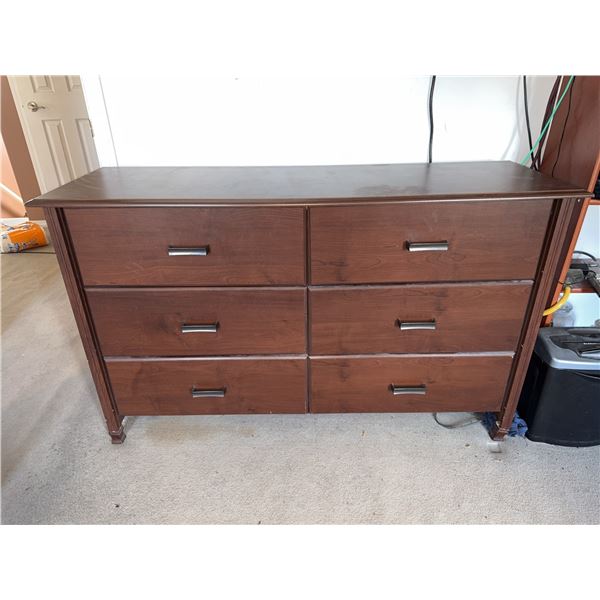 Six-Drawer Wood Dresser, 60in W x 18in D x 30in H