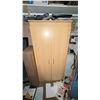 Image 1 : Light Maple Finish Two-Door Storage Cabinet 31x16x53 Inches