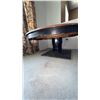 Image 2 : Round Wood Pedestal Dining Table With Decorative Motif, 47-Inch
