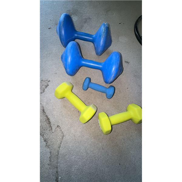 Set of 5 Dumbbells, Blue and Yellow