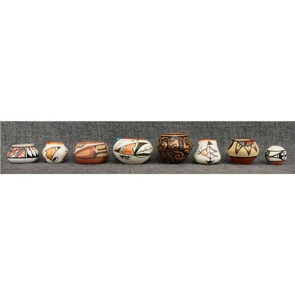 EIGHT MINIATURE PUEBLO POTTERY JARS