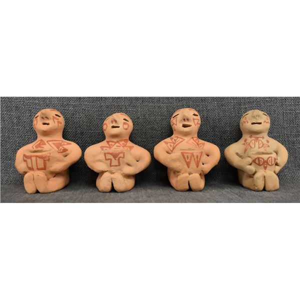 FOUR TESUQUE POTTERY RAIN GODS (V LENO)