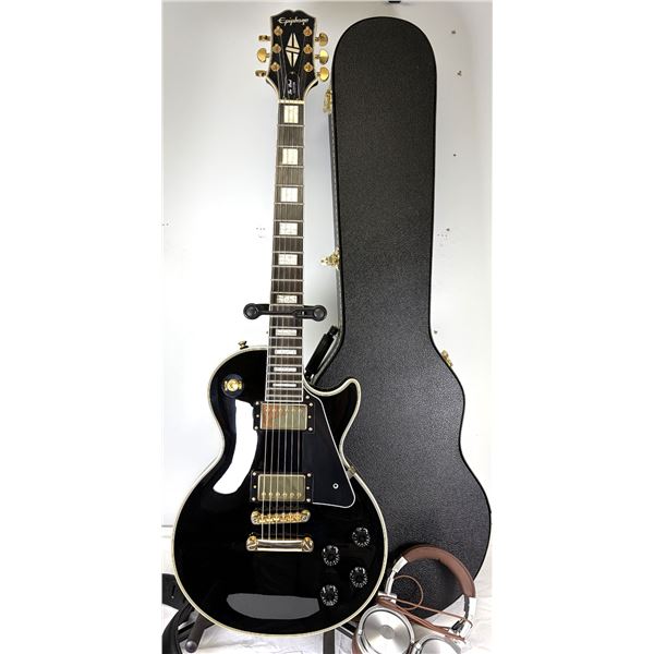 Les Paul Custom Epiphone Electric Guitar - W/ Case, Stand & Extras