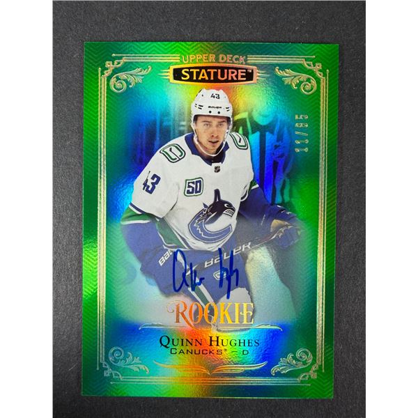 Quinn Hughes ROOKIE Autograph - 2019-20 Stature /85 - Canucks