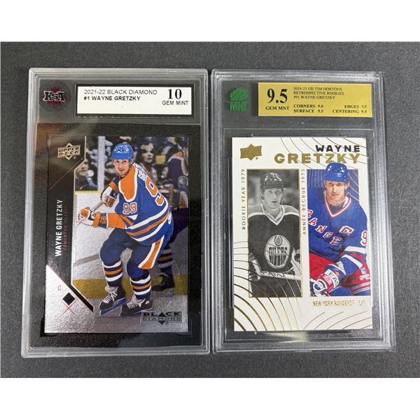 Wayne Gretzky GRADED LOT x2 - Oilers Rangers KSA 10