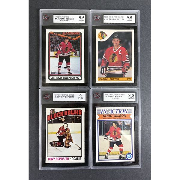 Blackhawks GRADED Lot x4 - Esposito, Sutter, Roenick
