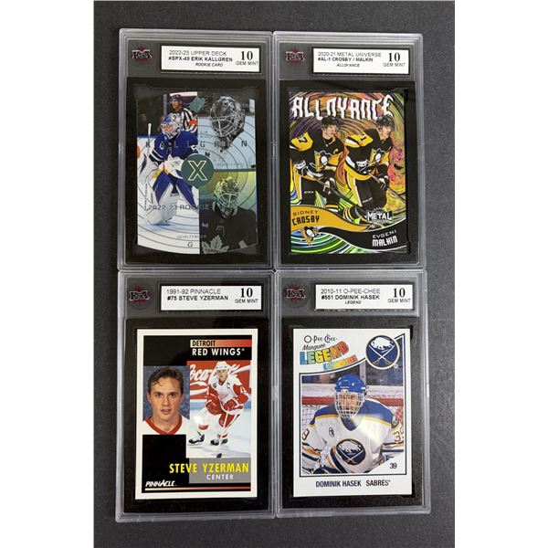 Hockey GEM 10 GRADED Card Lot x4 - Hasek, Yzerman, Crosby