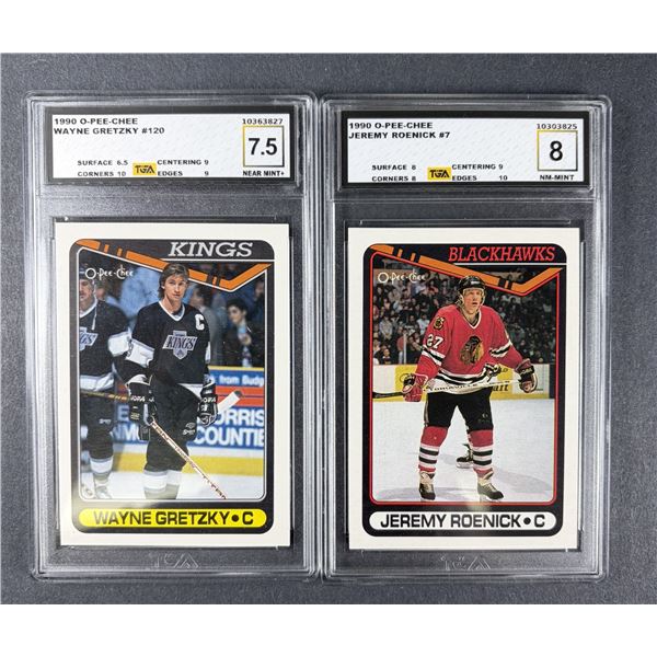 1990 OPC Wayne Gretzky & Jeremy Roenick GRADED Lot