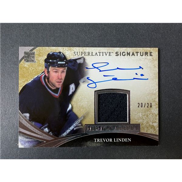 Trevor Linden AUTO Jersey Patch Card /20 - Canucks