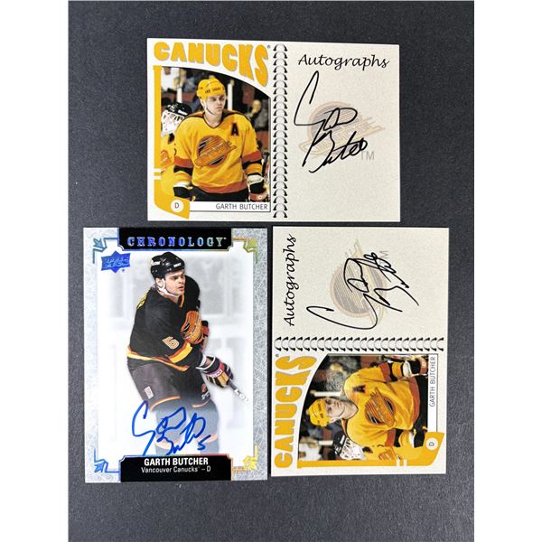 Garth Butcher AUTOGRAPH Lot x3 - Canucks