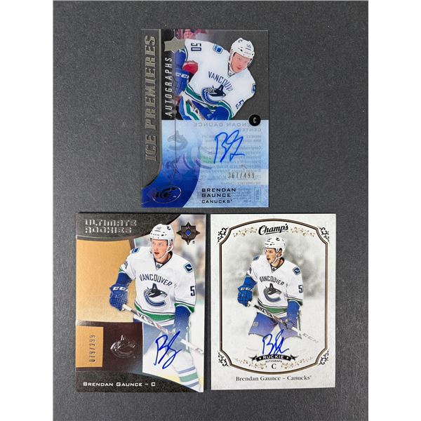 Brendan Gaunce AUTOGRAPH Lot x 3 - Canucks