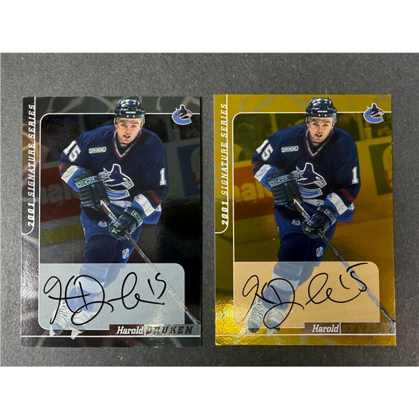 Harold Druken AUTOGRAPH Lot x 2 - Canucks