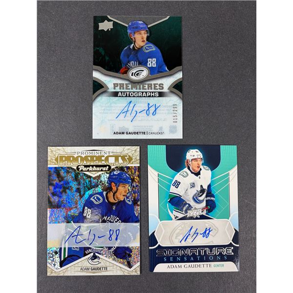 Adam Gaudette AUTOGRAPH Lot x 3 - Canucks