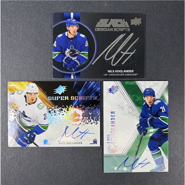 Nils Hoglander AUTOGRAPH Lot x3 - Canucks
