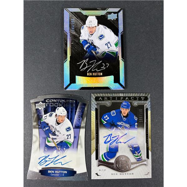 Ben Hutton AUTOGRAPH Lot x3 - Canucks