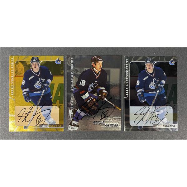 Steve Kariya AUTOGRAPH Lot x 3 - Canucks