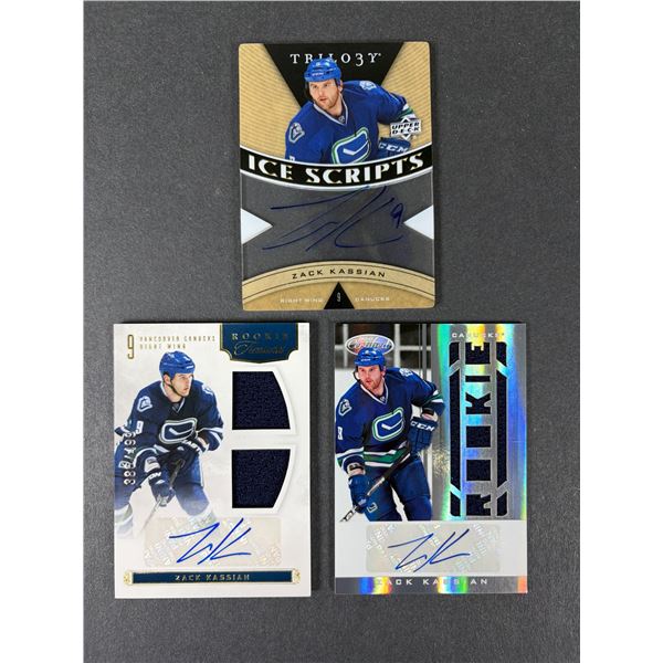 Zack Kassian AUTOGRAPH Lot x 3 - Canucks