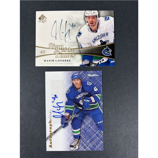 Maxim Lapierre AUTOGRAPH Lot x 2 - Canucks