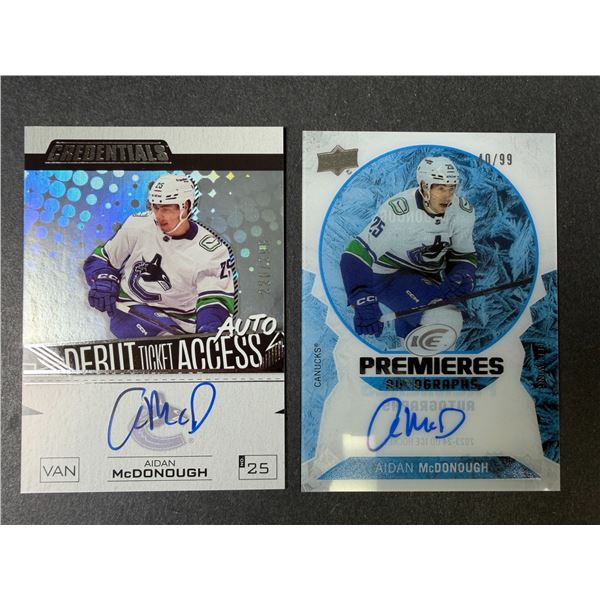 Aidan McDonough AUTOGRAPH Lot x 2 - Canucks