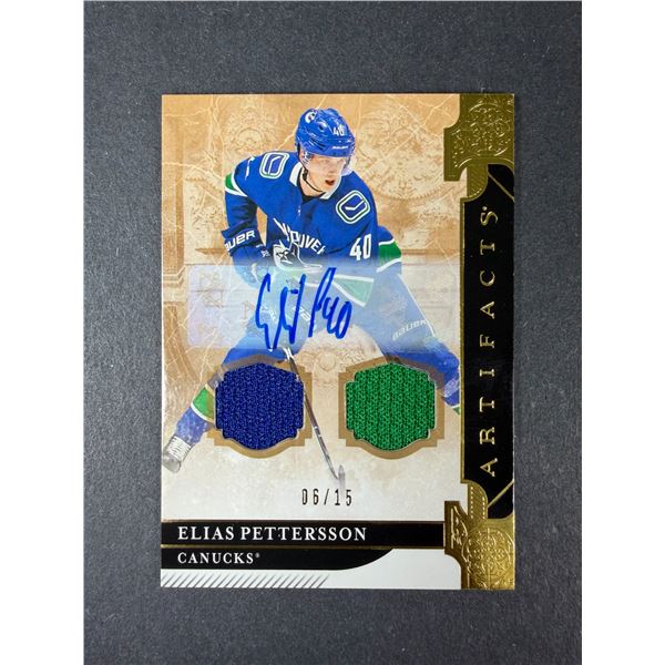 Elias Pettersson GOLD DUAL Patch & Autograph /15 - Canucks