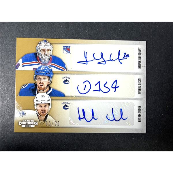 RARE Daniel & Henrik Sedin 6 AUTOGRAPH Card - Lundquist