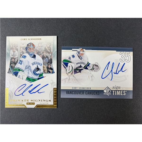 Corey Schneider AUTOGRAPH Lot x2 - Canucks