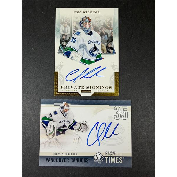 Corey Schneider AUTOGRAPH Lot x2 - Canucks
