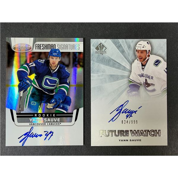 Yann Sauve AUTOGRAPH Lot x2 - Canucks