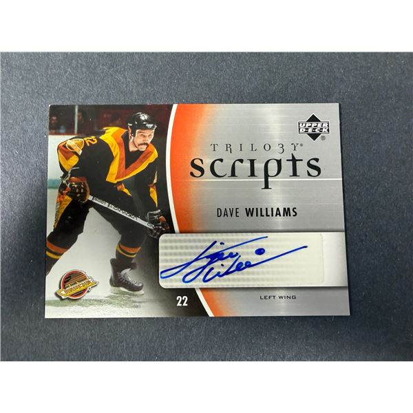 Dave Tiger Williams AUTOGRAPH - Canucks
