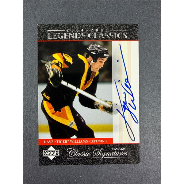 Dave Tiger Williams AUTOGRAPH - Canucks