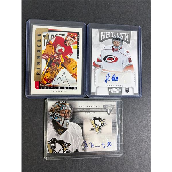 Hockey Goalie AUTOGRAPH Cards x3