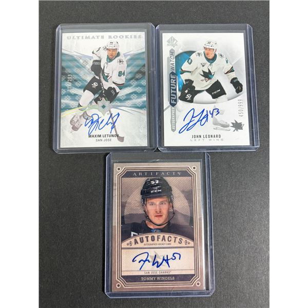 Hockey AUTOGRAPH Cards x3 - Sharks