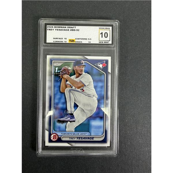 Trey Yesavage TGA 10 GEM Mint - Blue Jays - 2024 Bowman