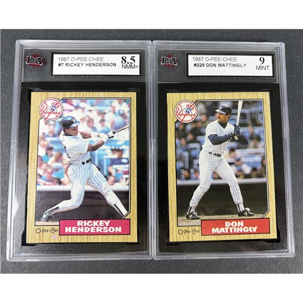 Rickey Henderson & Don Mattingly 1987 OPC GRADED Lot - Yankees