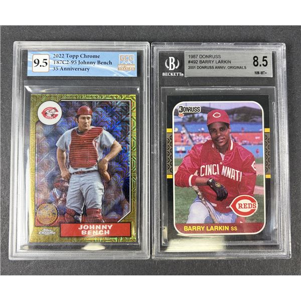 Johnny Bench & Barry Larkin GRADED Lot - Reds