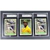 Image 1 : Rickey Henderson 1982 Fleer GRADED Lot x3 - Athletics