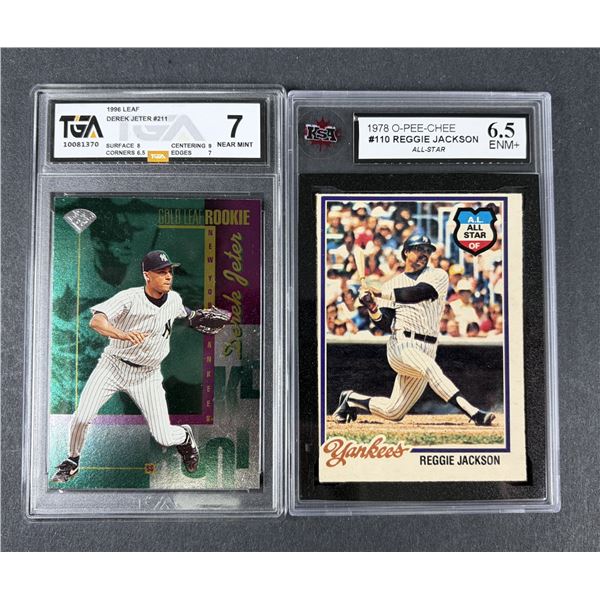 Reggie Jackson & Derek Jeter GRADED Lot - Yankees