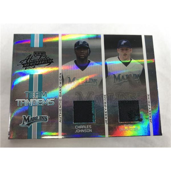 Ryan Dempster & Charles Johnson GAME USED Dual Patch - Marlins
