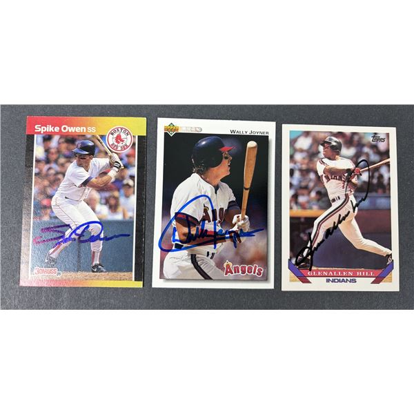 Baseball Hand Signed Lot x3 - Wally Joyner, Spike Owen