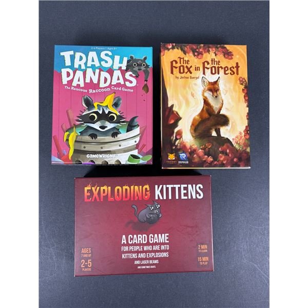 Card Game Lot x3 - Exploding Kittens, Fox Forest, Trash Pandas