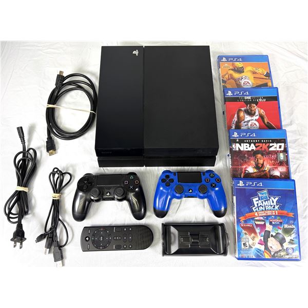 PS4 Disc Console w/ 4 Games, Controllers, Cords - Sony